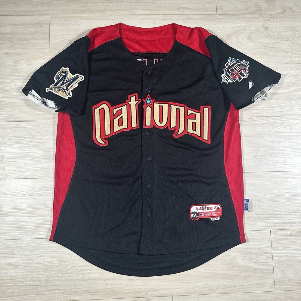 Milwaukee Brewers Prince Fielder Majestic 2011 All-Star Game Jersey Red Size 50